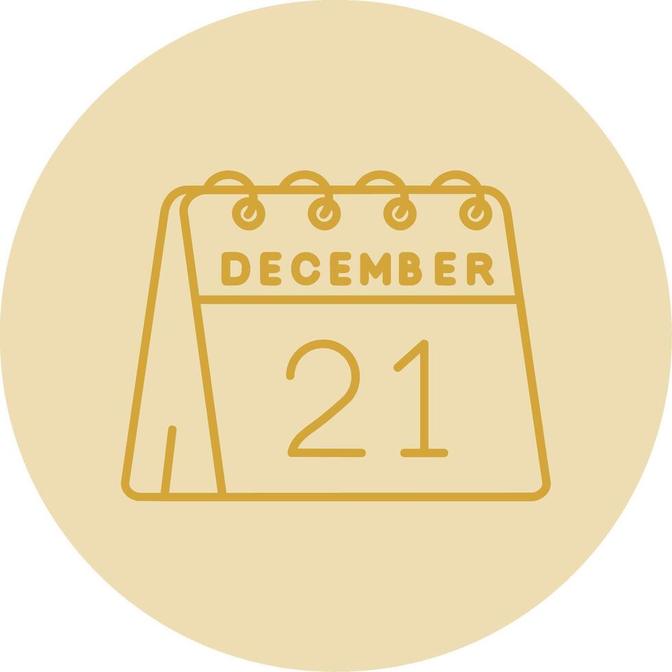 21:e av december linje gul cirkel ikon vektor