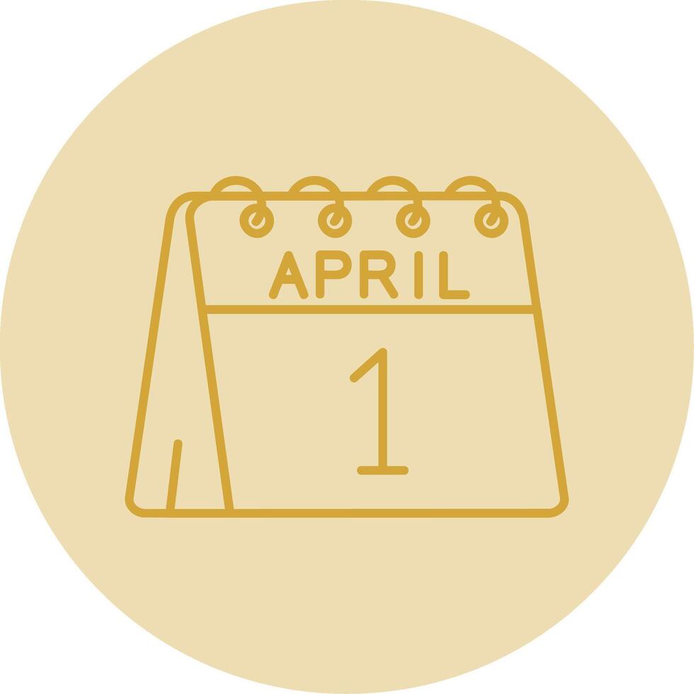 1:a av april linje gul cirkel ikon vektor