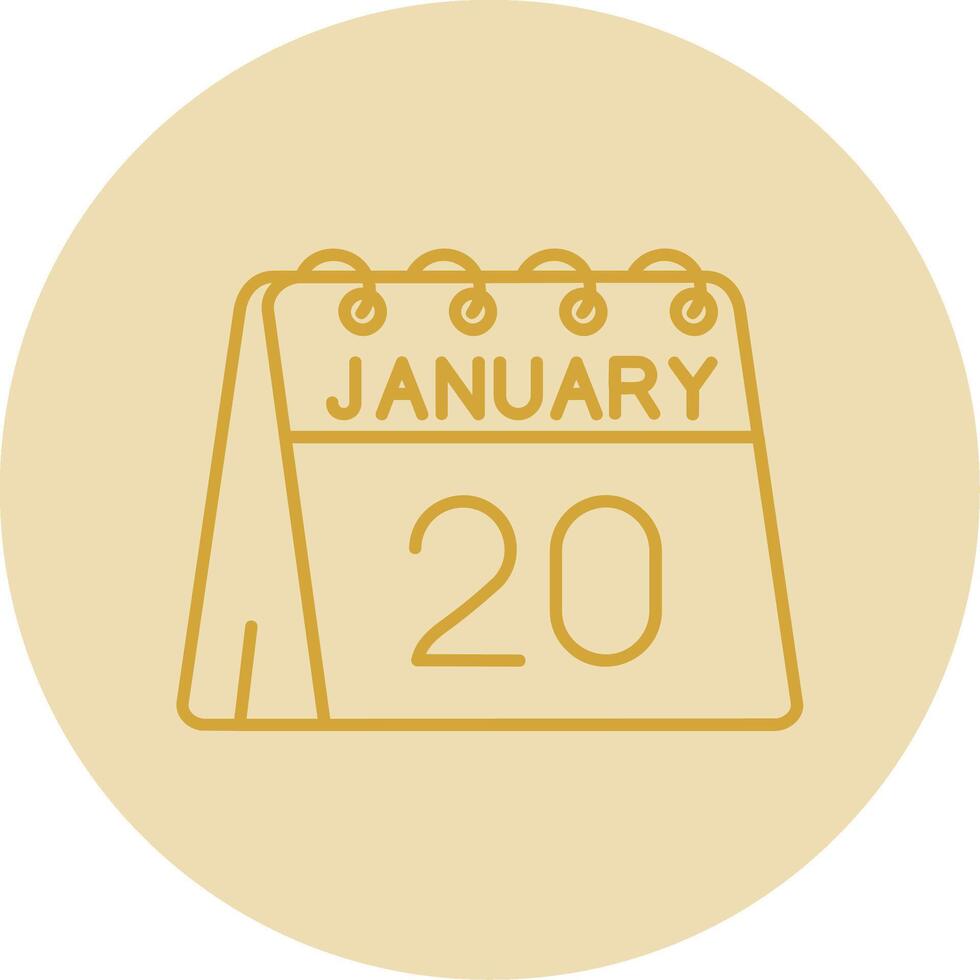 20 .. von Januar Linie Gelb Kreis Symbol vektor