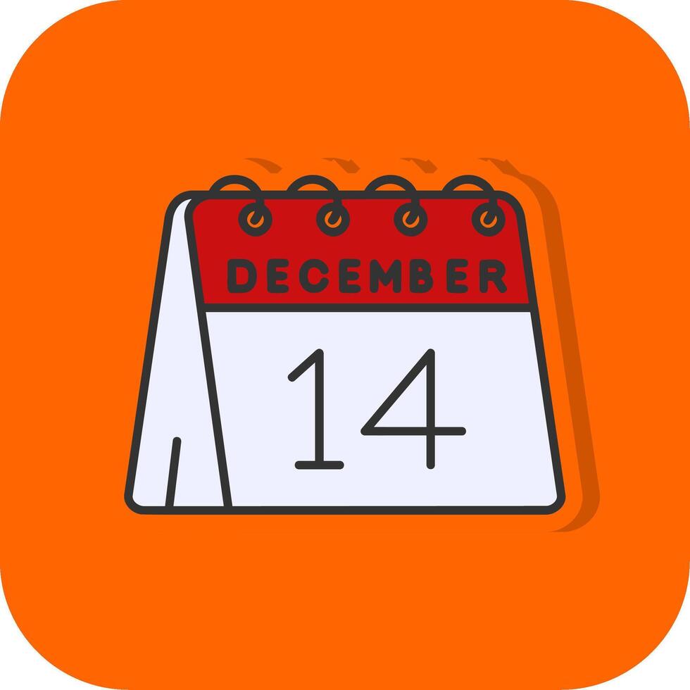 14:e av december fylld orange bakgrund ikon vektor