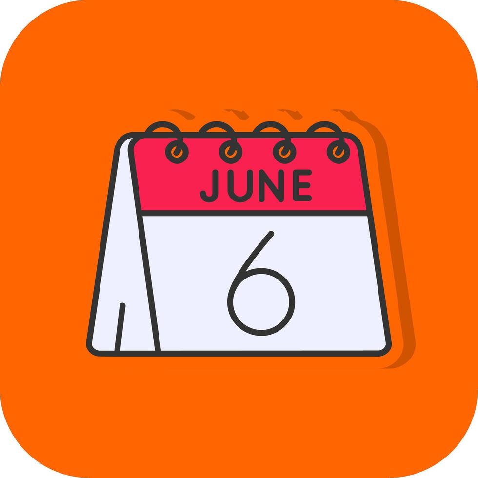 6:e av juni fylld orange bakgrund ikon vektor