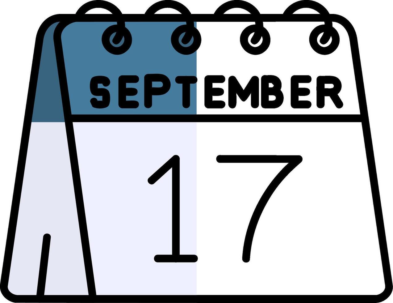 17:e av september fylld halv skära ikon vektor
