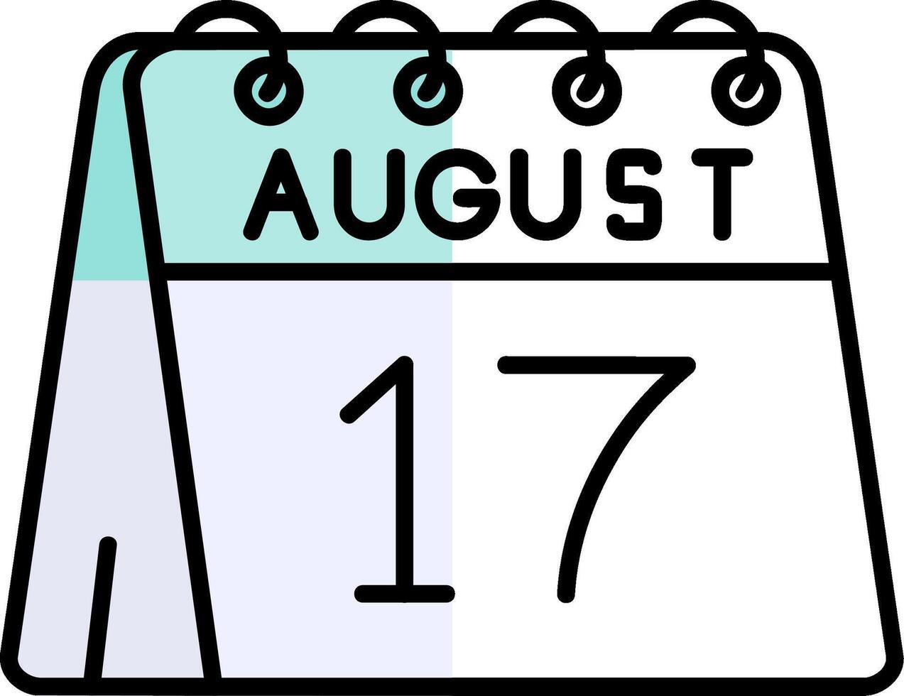 17:e av augusti fylld halv skära ikon vektor