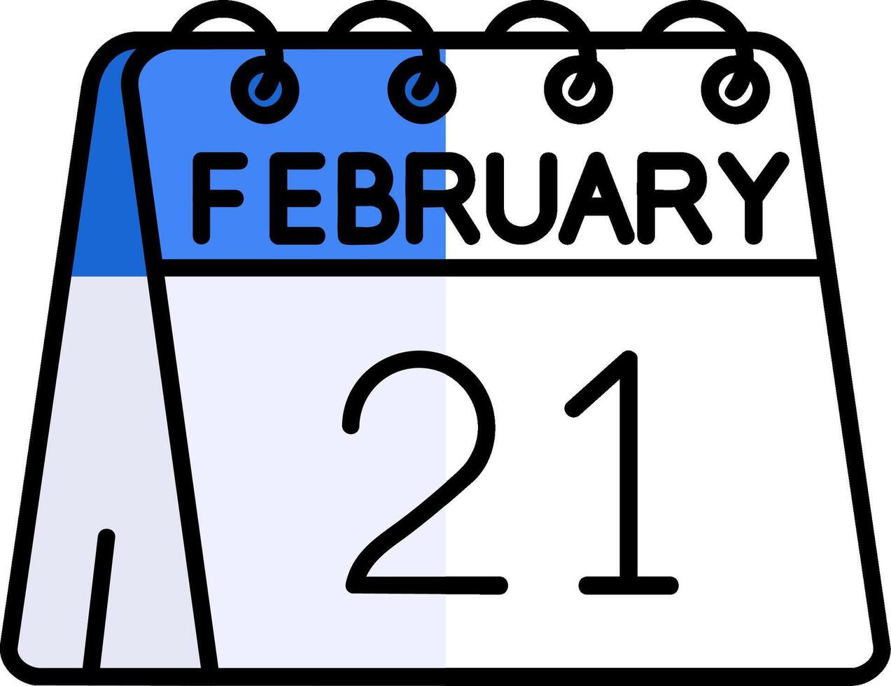 21:e av februari fylld halv skära ikon vektor