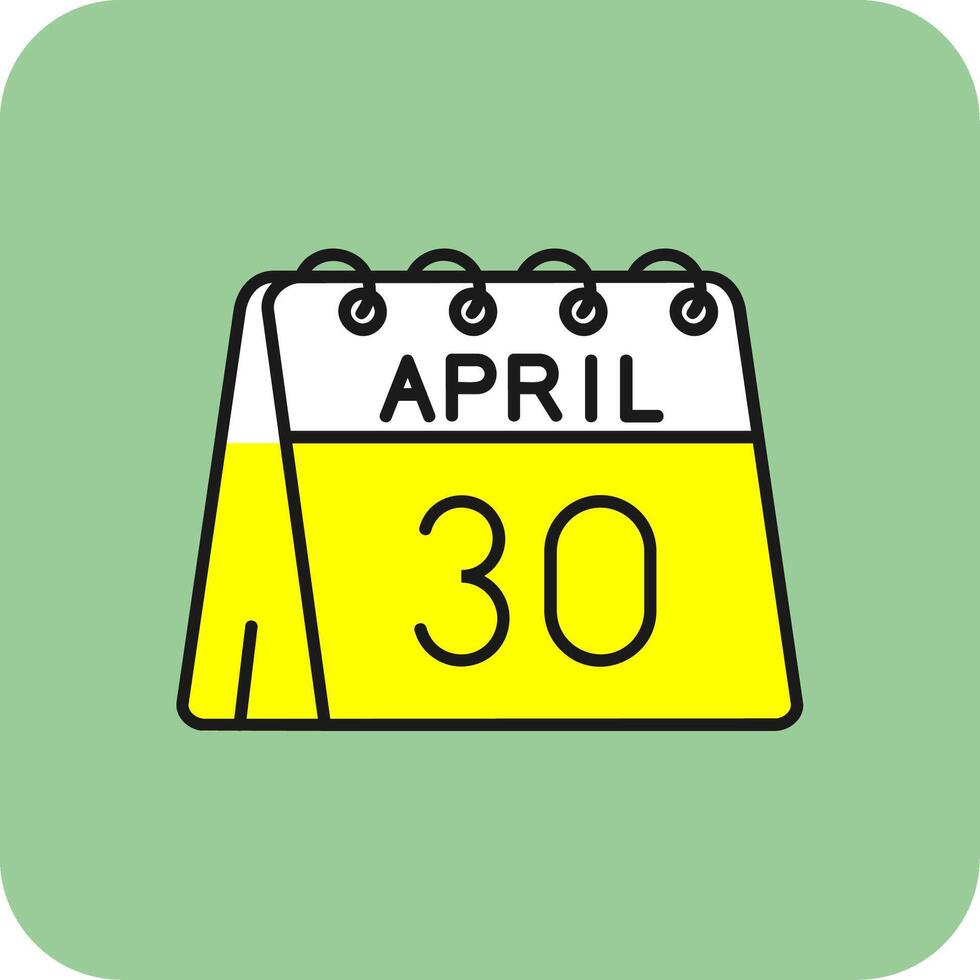 30 von April gefüllt Gelb Symbol vektor