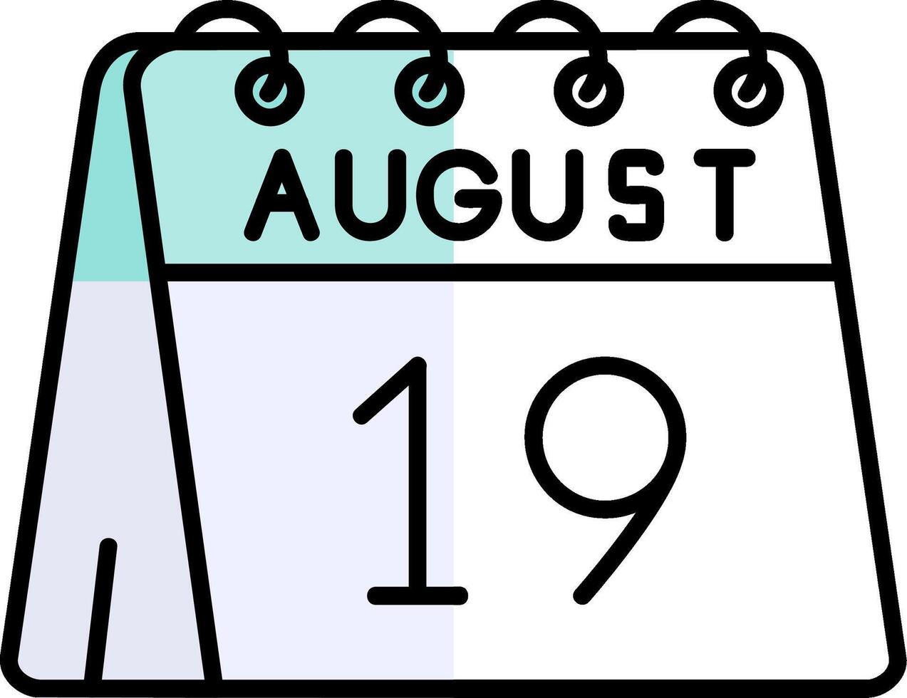 19:e av augusti fylld halv skära ikon vektor