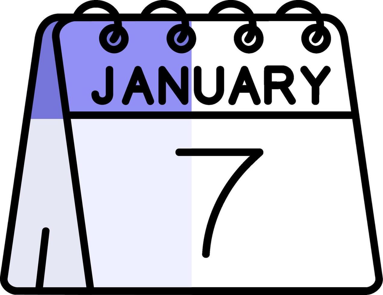7:e av januari fylld halv skära ikon vektor