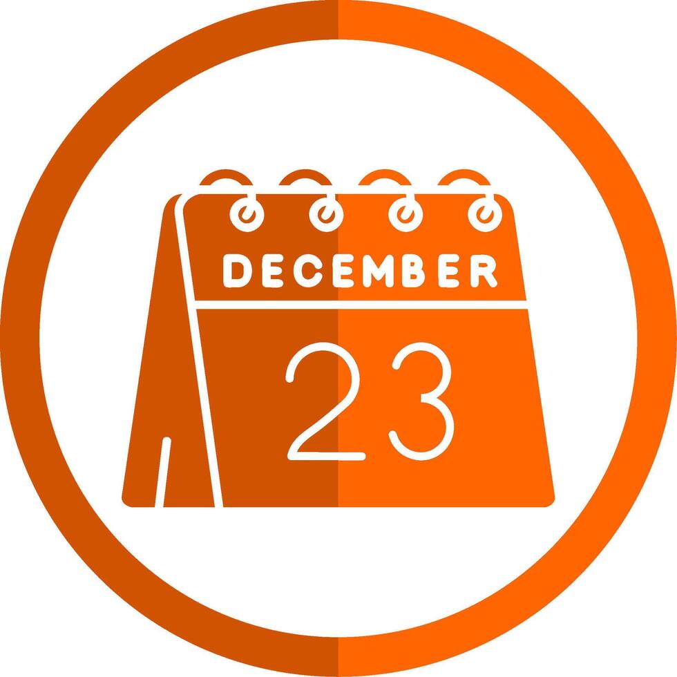 23: e av december glyf orange cirkel ikon vektor