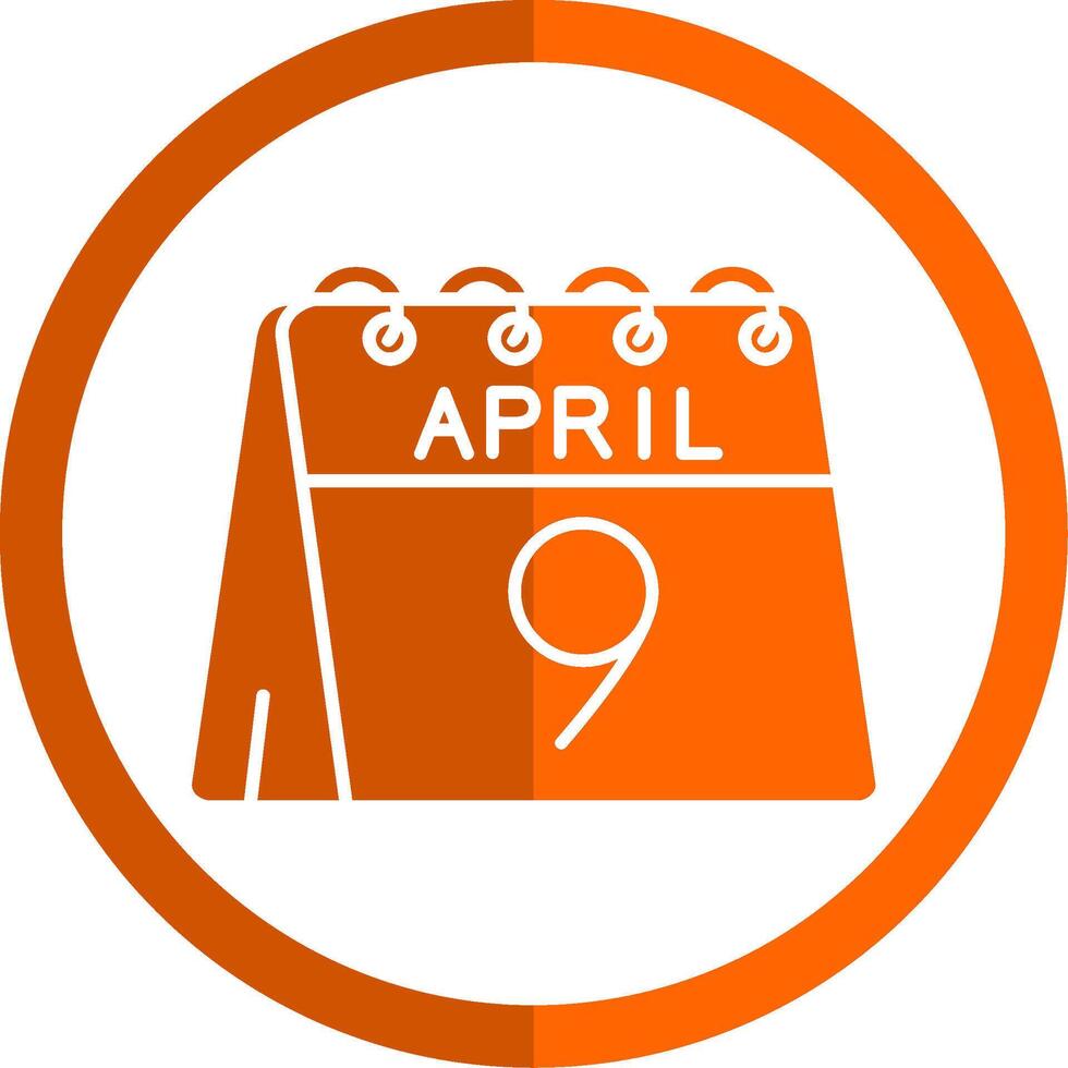 9:e av april glyf orange cirkel ikon vektor