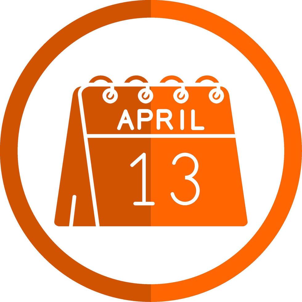 13: e av april glyf orange cirkel ikon vektor
