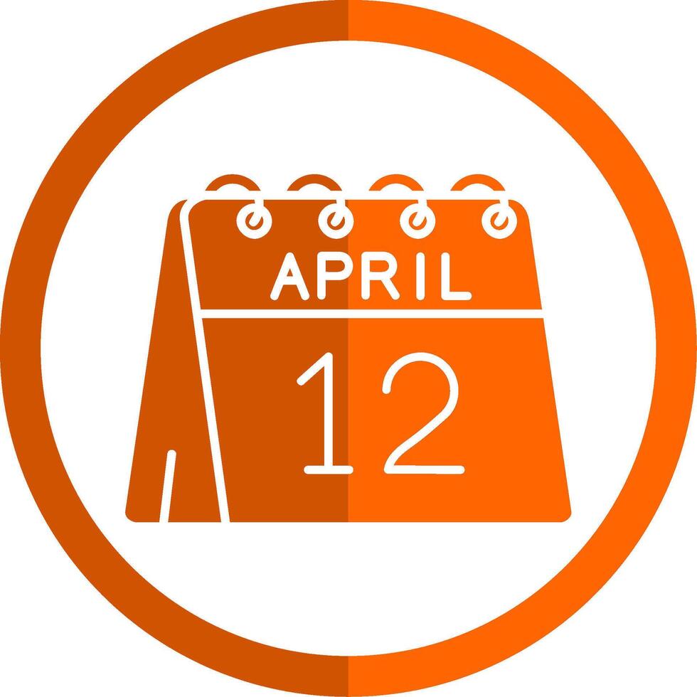 12th av april glyf orange cirkel ikon vektor