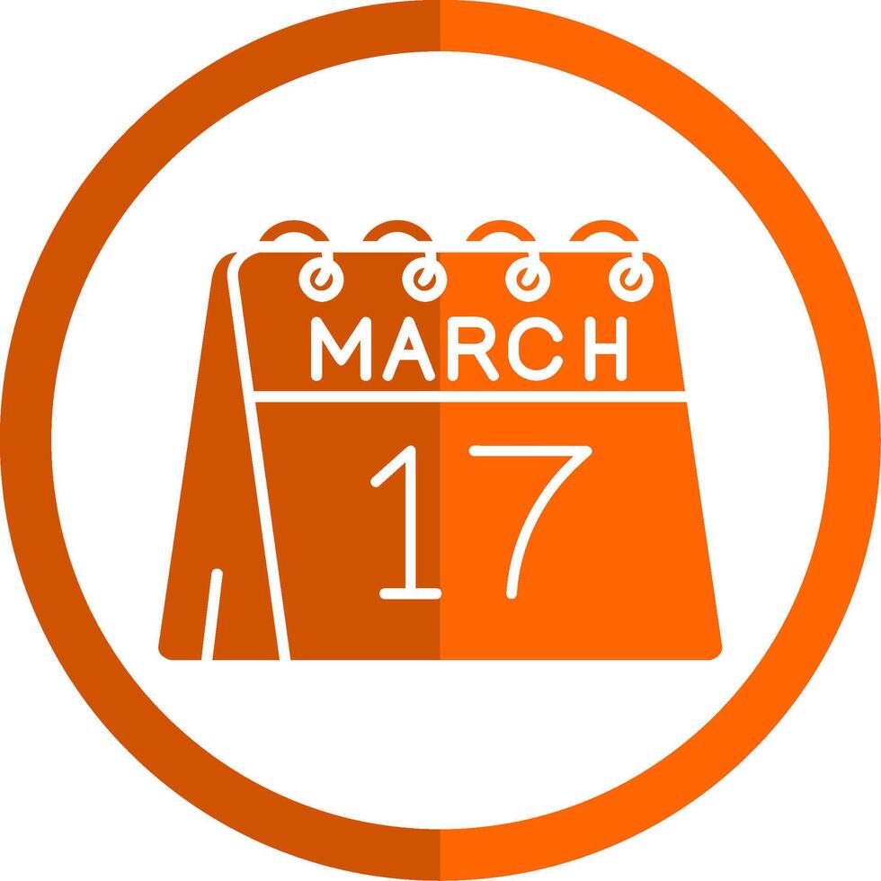 17 .. von März Glyphe Orange Kreis Symbol vektor