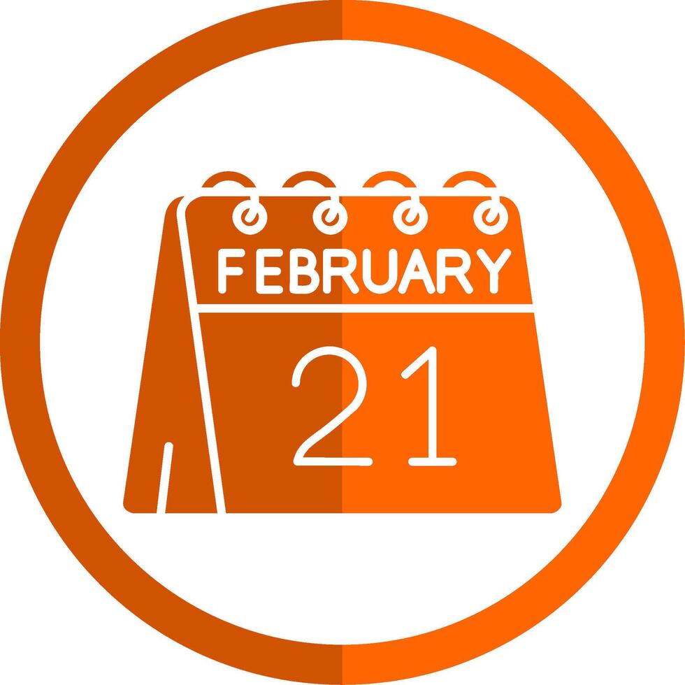 21:e av februari glyf orange cirkel ikon vektor