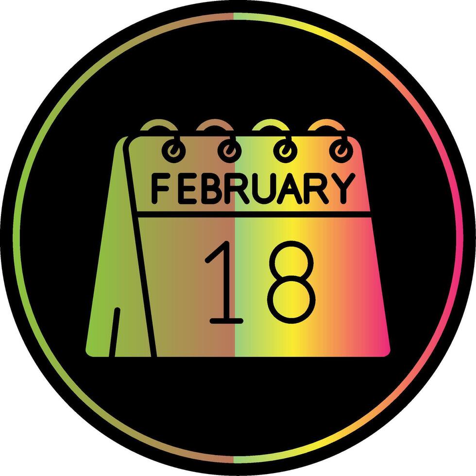 18: e av februari glyf på grund av Färg ikon vektor
