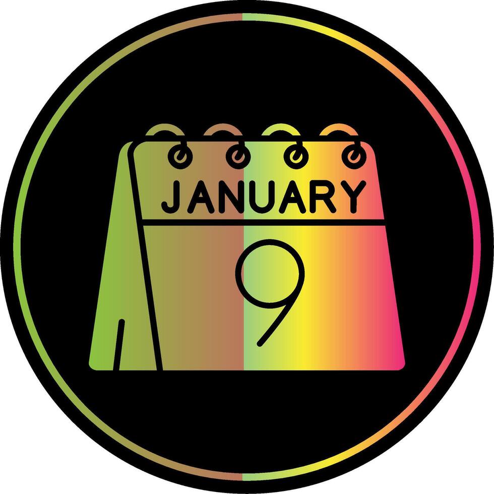 9:e av januari glyf på grund av Färg ikon vektor