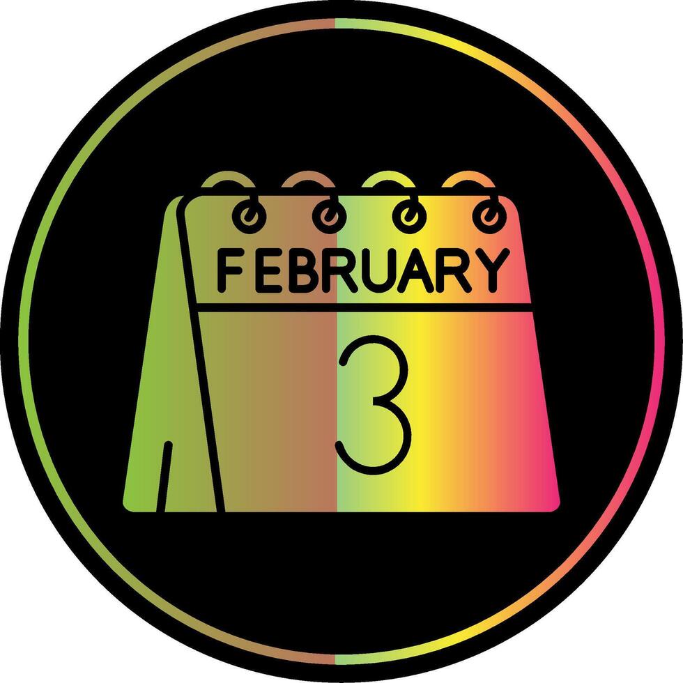 3 .. von Februar Glyphe fällig Farbe Symbol vektor