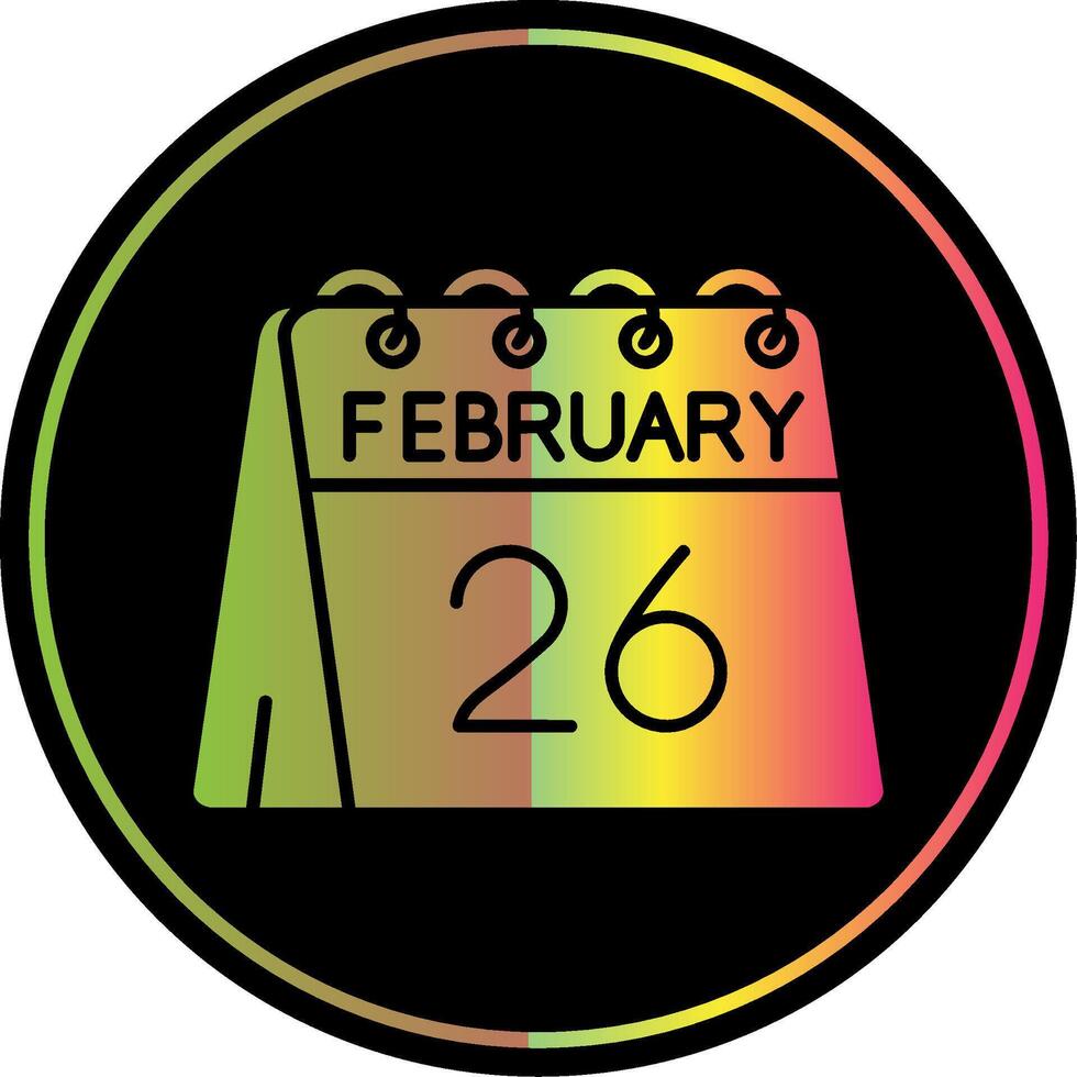 26: e av februari glyf på grund av Färg ikon vektor