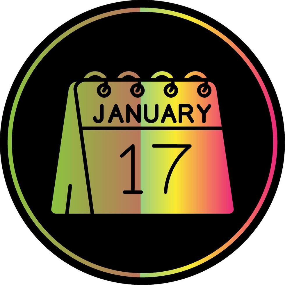 17 .. von Januar Glyphe fällig Farbe Symbol vektor