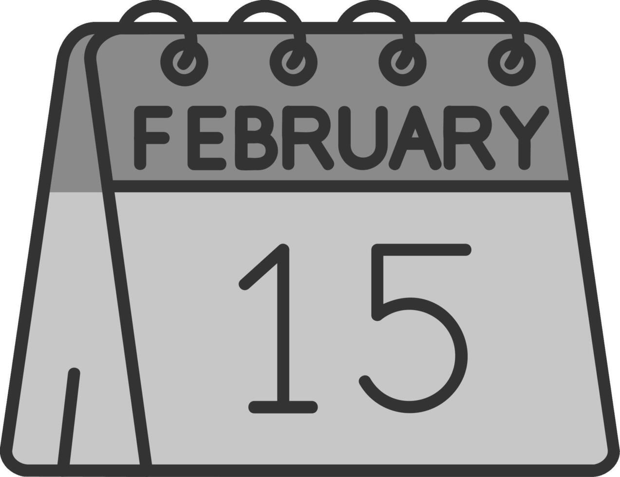 15:e av februari linje fylld gråskale ikon vektor