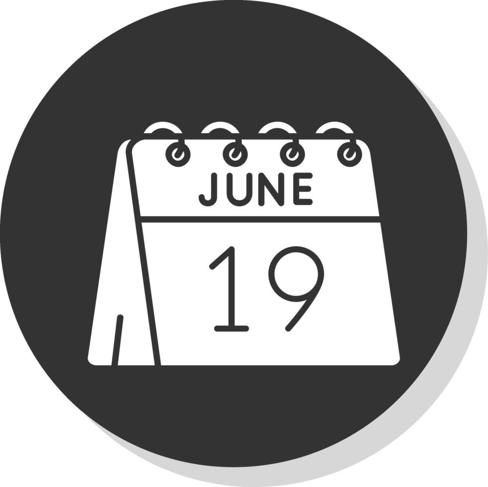 19:e av juni glyf grå cirkel ikon vektor