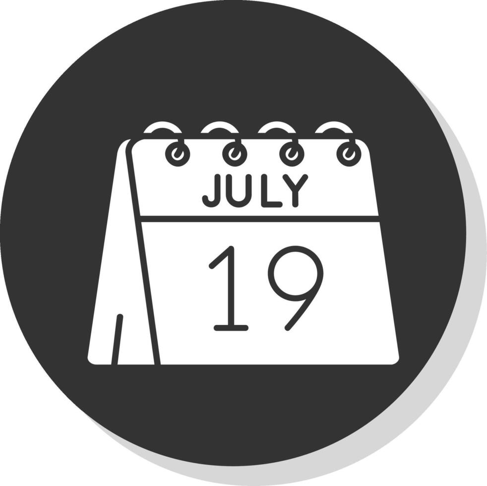 19:e av juli glyf grå cirkel ikon vektor