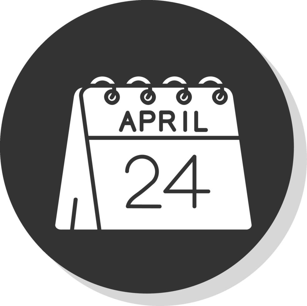 24:e av april glyf grå cirkel ikon vektor