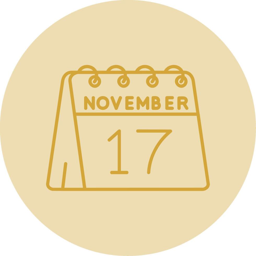 17:e av november linje gul cirkel ikon vektor