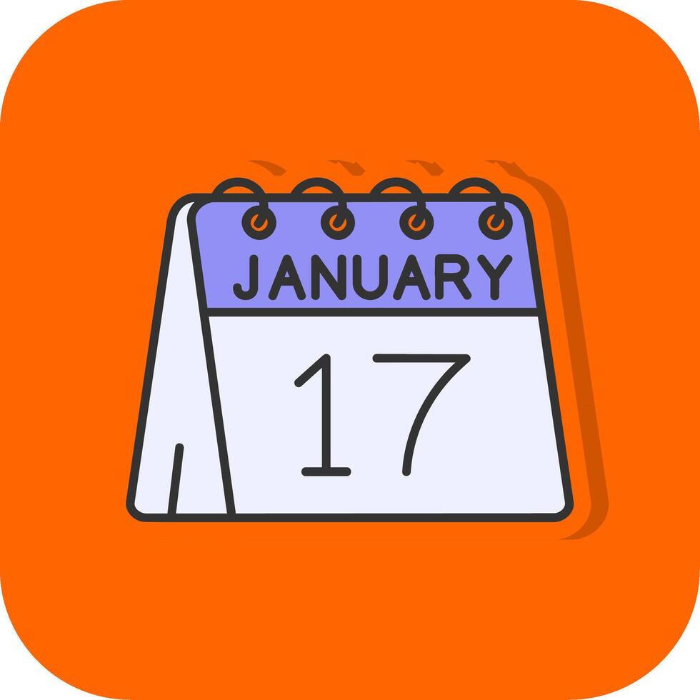 17:e av januari fylld orange bakgrund ikon vektor