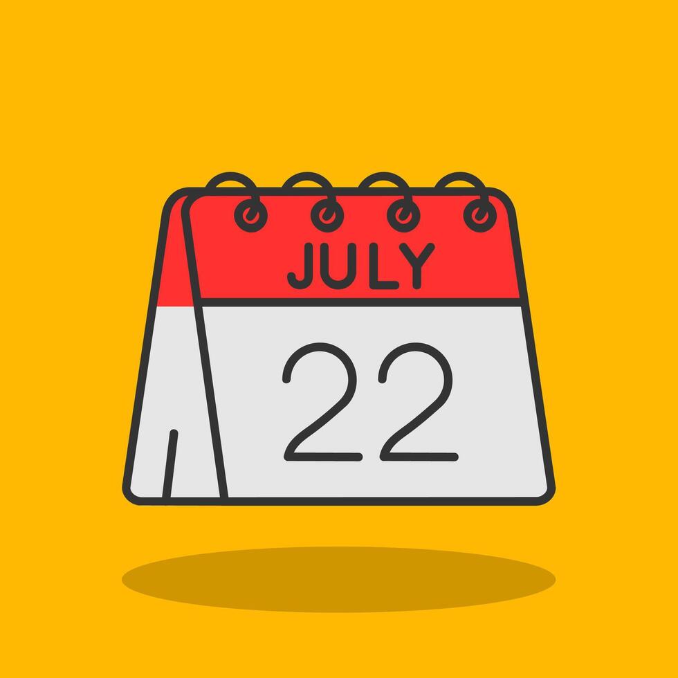 22 av juli fylld skugga ikon vektor