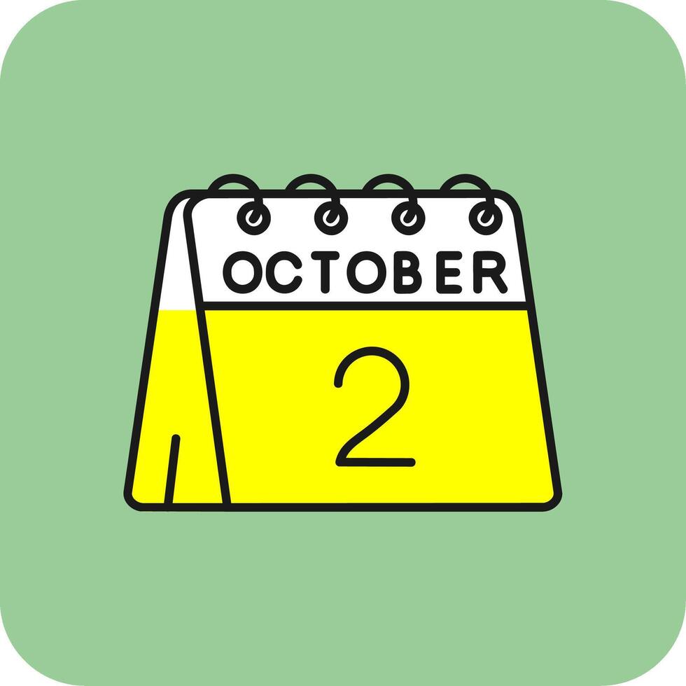 2 .. von Oktober gefüllt Gelb Symbol vektor