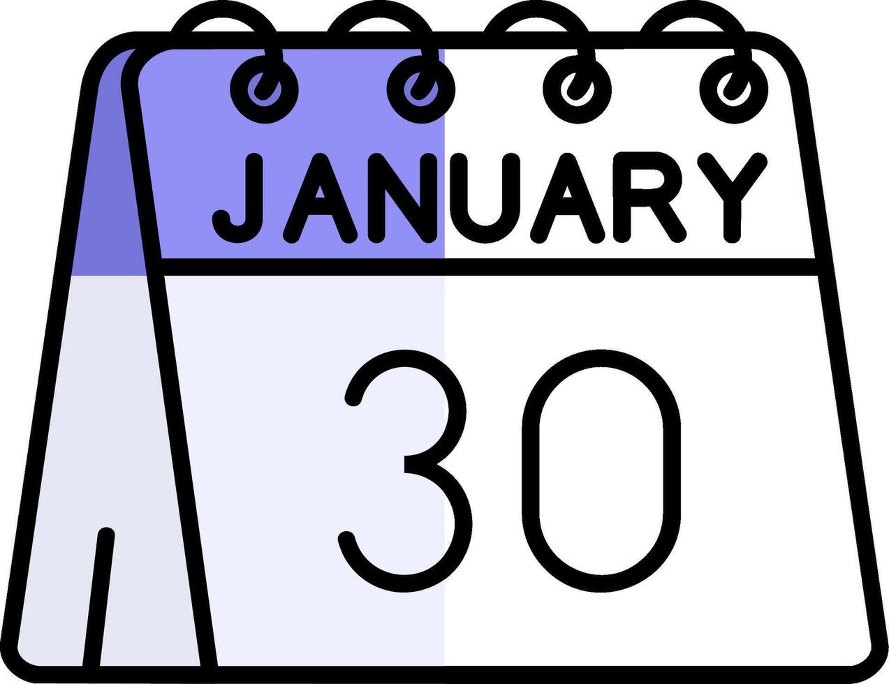 30 von Januar gefüllt Hälfte Schnitt Symbol vektor
