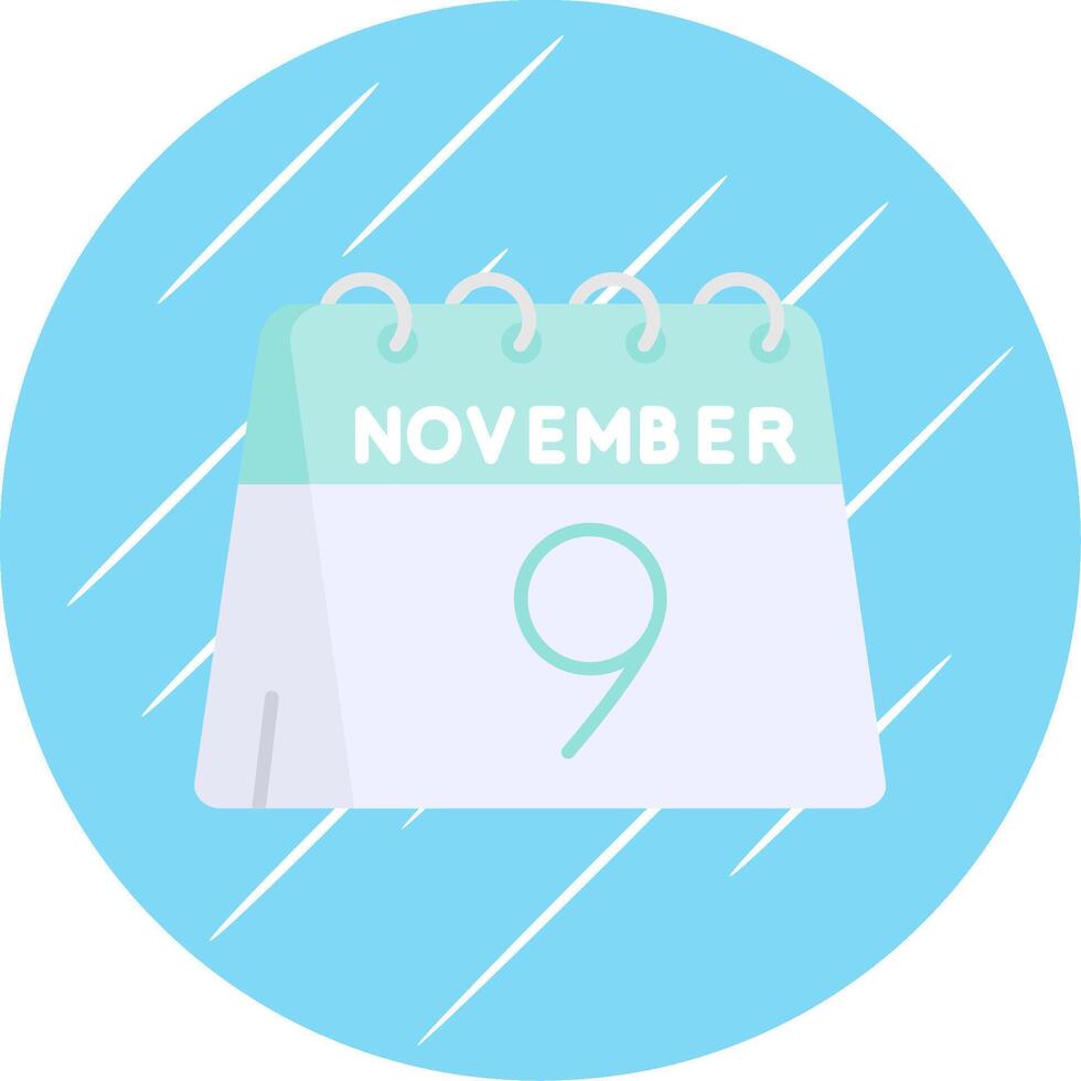9:e av november platt blå cirkel ikon vektor