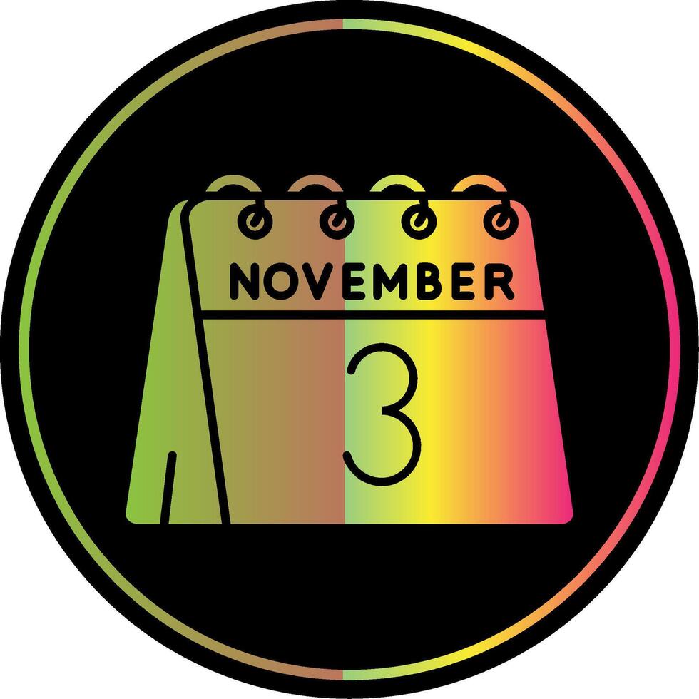 3 .. von November Glyphe fällig Farbe Symbol vektor