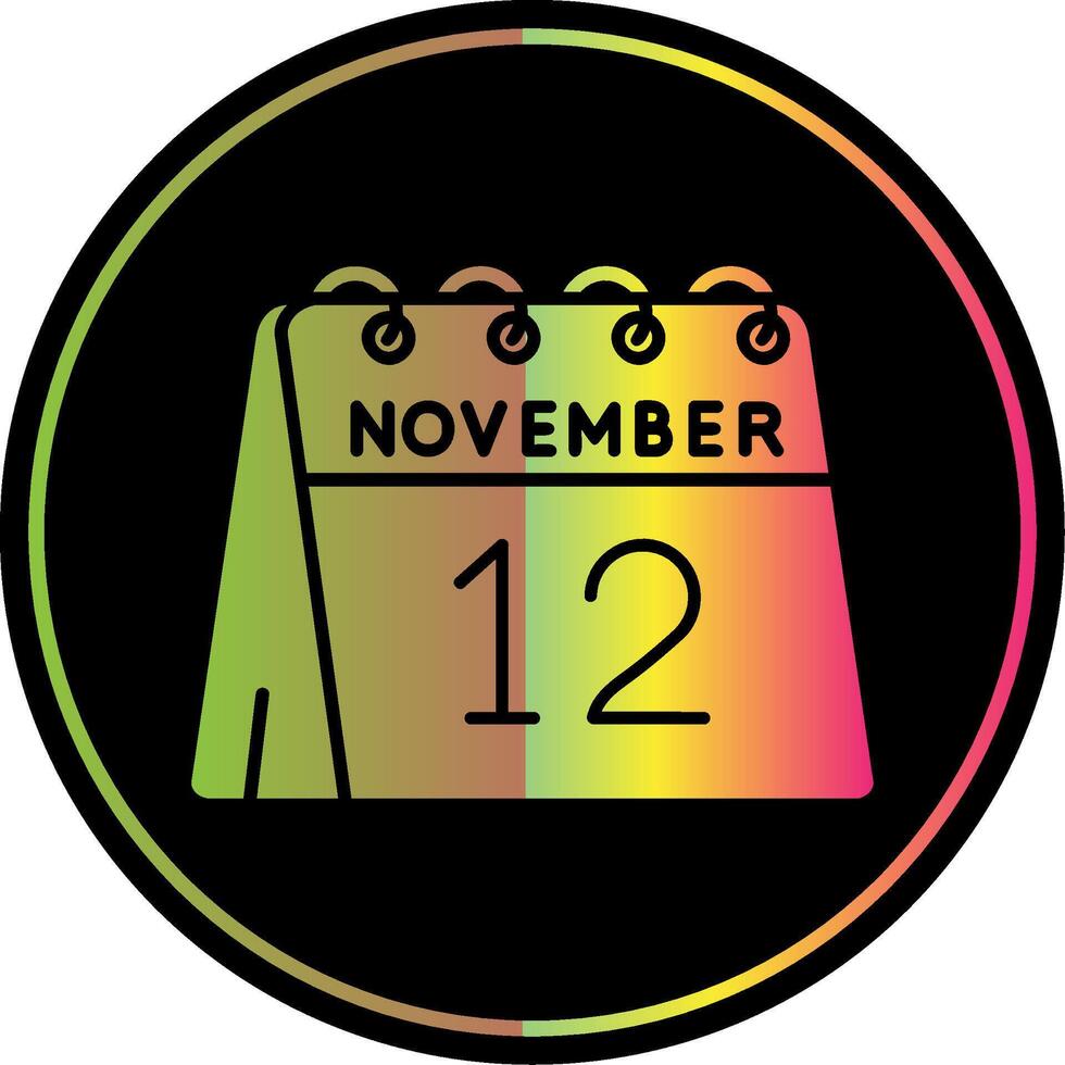 12 .. von November Glyphe fällig Farbe Symbol vektor