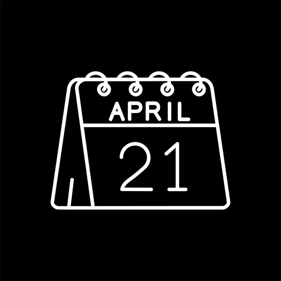 21:e av april linje omvänd ikon vektor