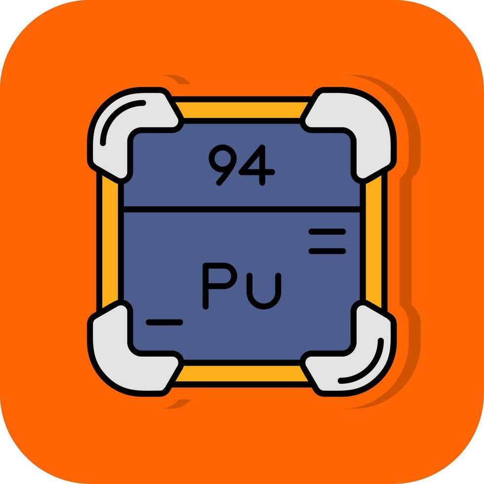 Plutonium gefüllt Orange Hintergrund Symbol vektor