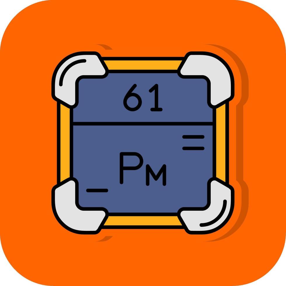 Promethium gefüllt Orange Hintergrund Symbol vektor