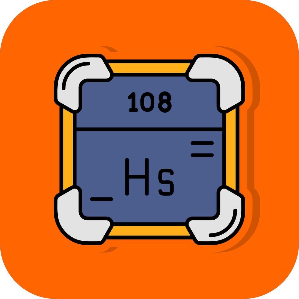 Hassium gefüllt Orange Hintergrund Symbol vektor