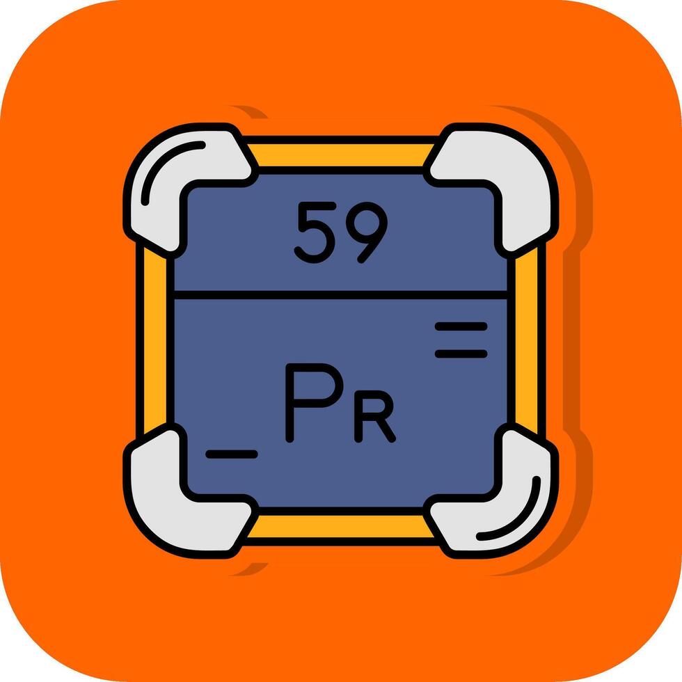Praseodym gefüllt Orange Hintergrund Symbol vektor