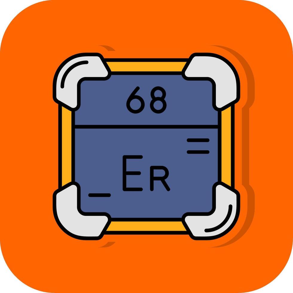 Erbium gefüllt Orange Hintergrund Symbol vektor