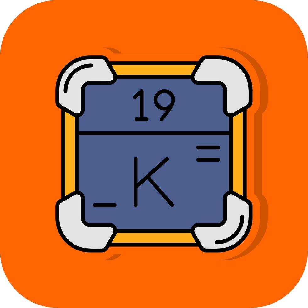 Kalium gefüllt Orange Hintergrund Symbol vektor