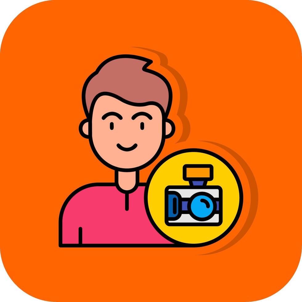 Kamera gefüllt Orange Hintergrund Symbol vektor