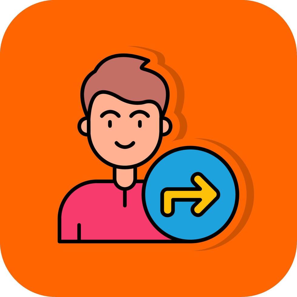 Richtung gefüllt Orange Hintergrund Symbol vektor