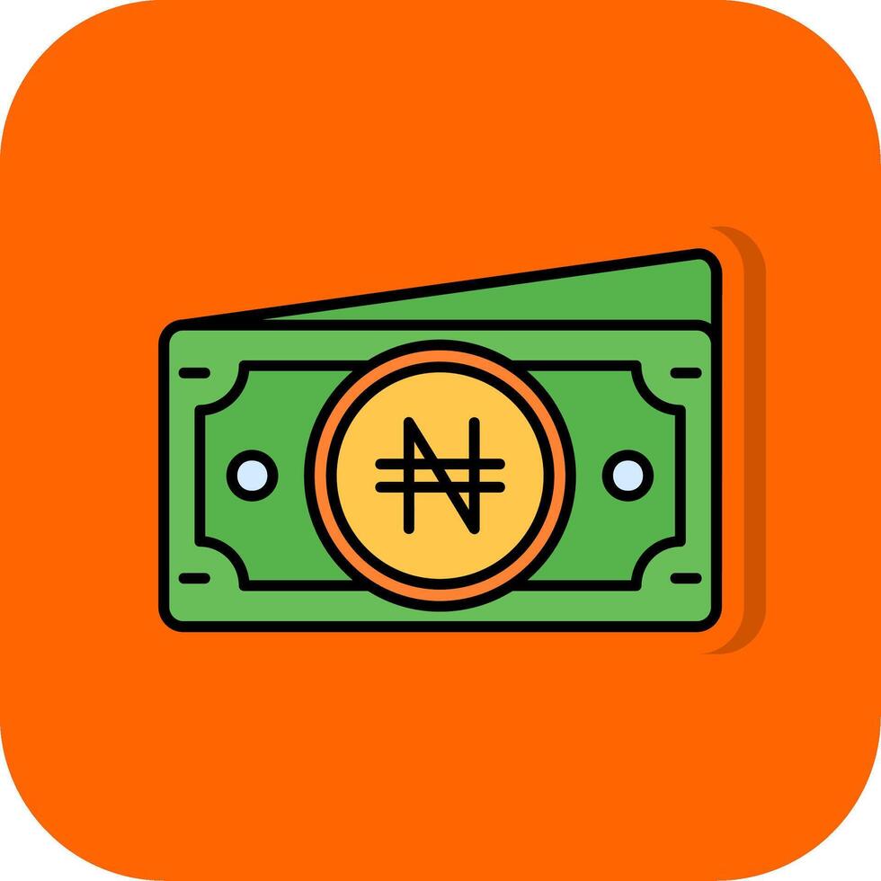 naira fylld orange bakgrund ikon vektor