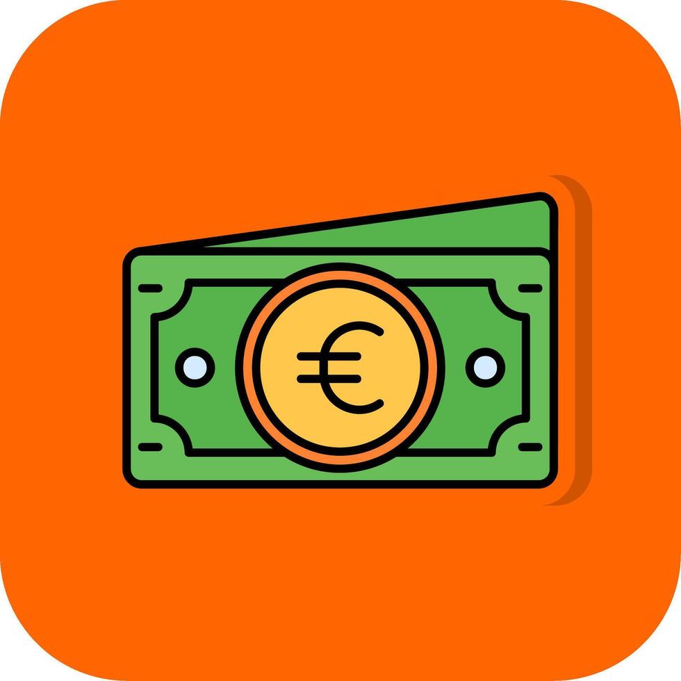 Euro gefüllt Orange Hintergrund Symbol vektor