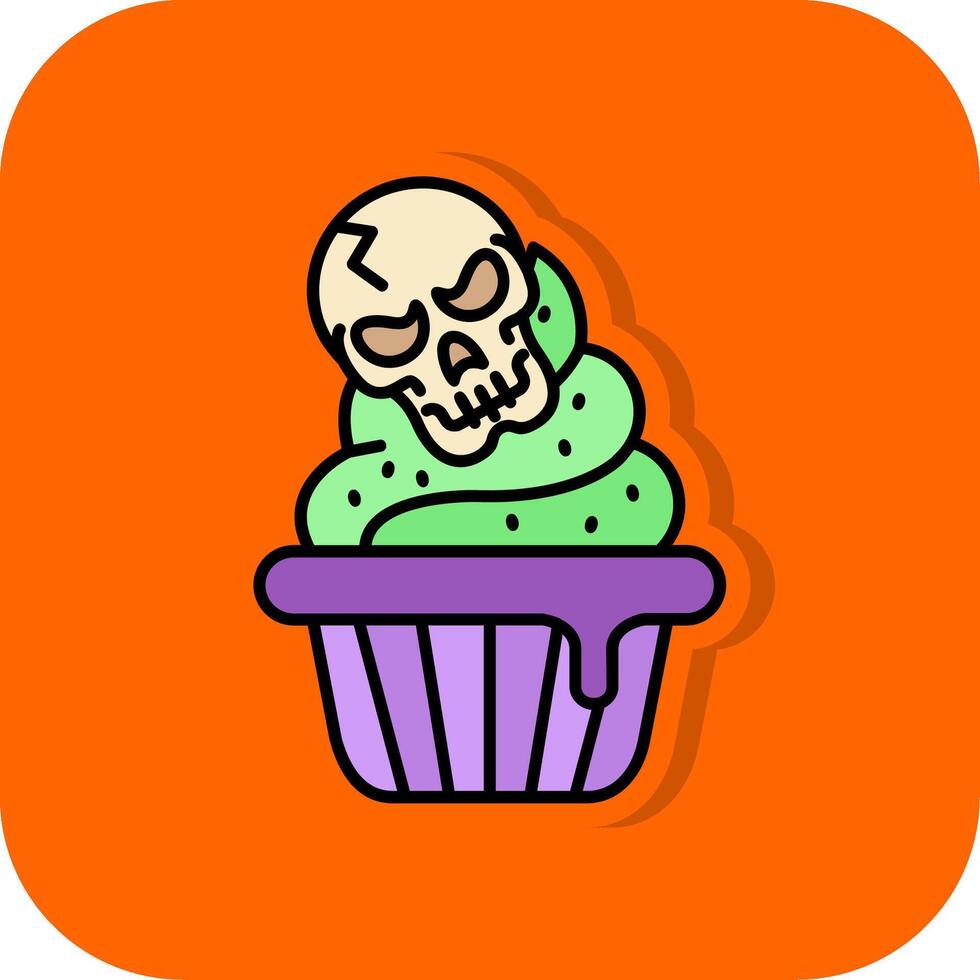 Cupcake gefüllt Orange Hintergrund Symbol vektor