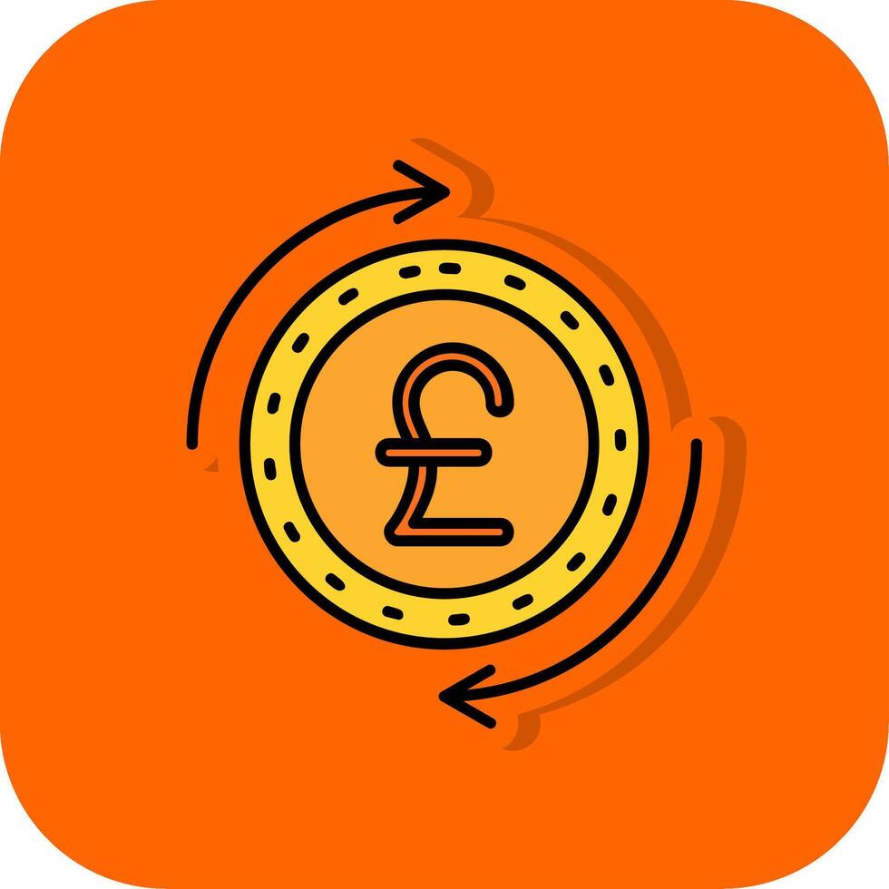 Pfund gefüllt Orange Hintergrund Symbol vektor