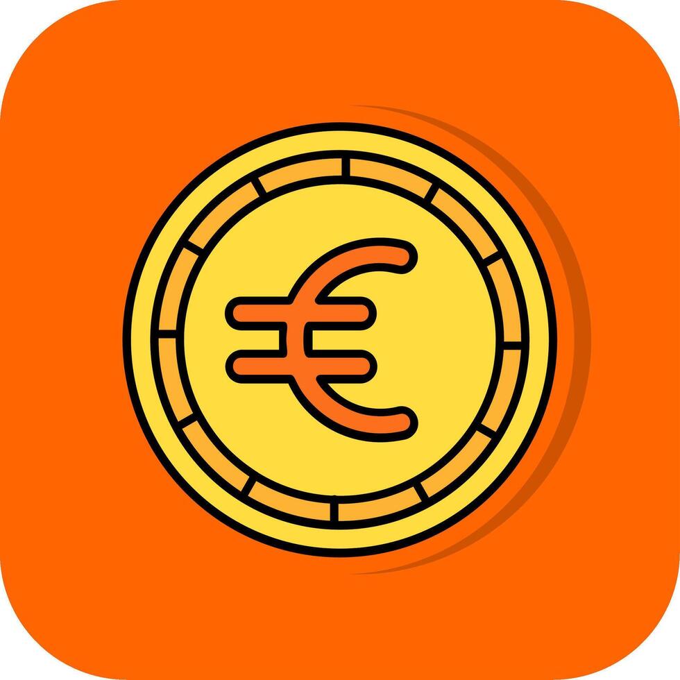 Euro gefüllt Orange Hintergrund Symbol vektor