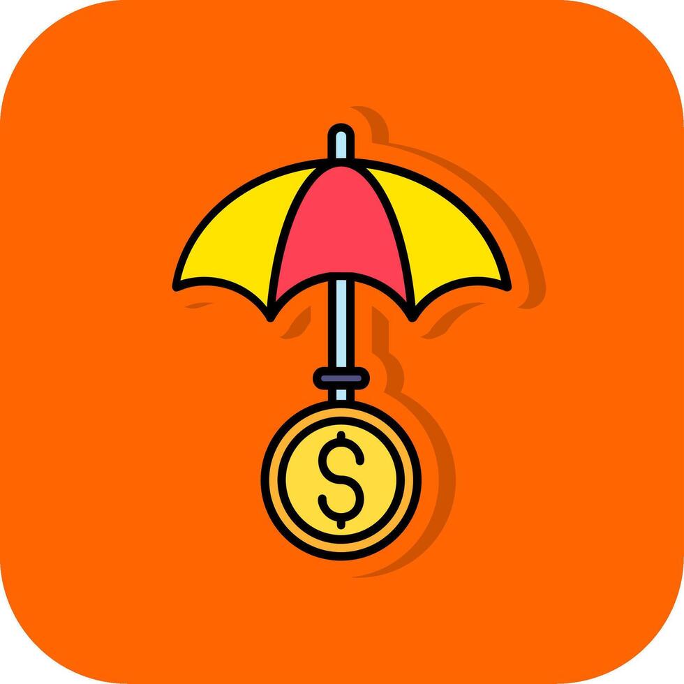 paraply fylld orange bakgrund ikon vektor