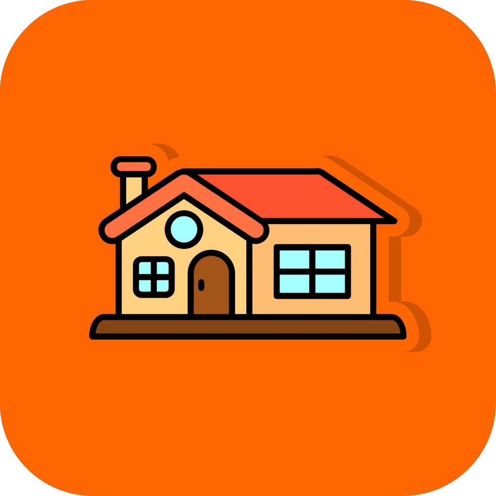 hus fylld orange bakgrund ikon vektor